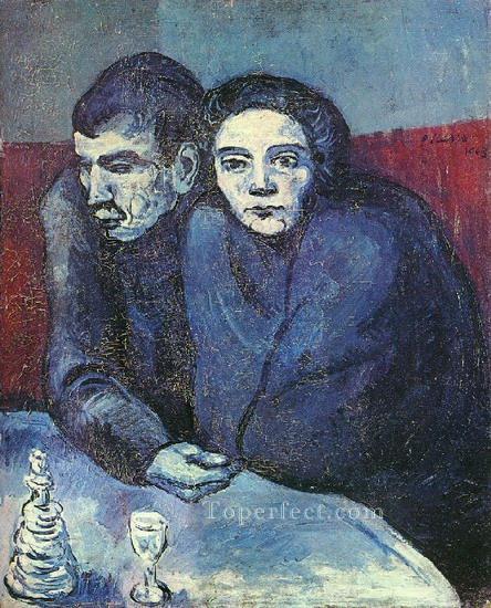 Couple in a cafe 1903 cubism Pablo Picasso Oil Paintings